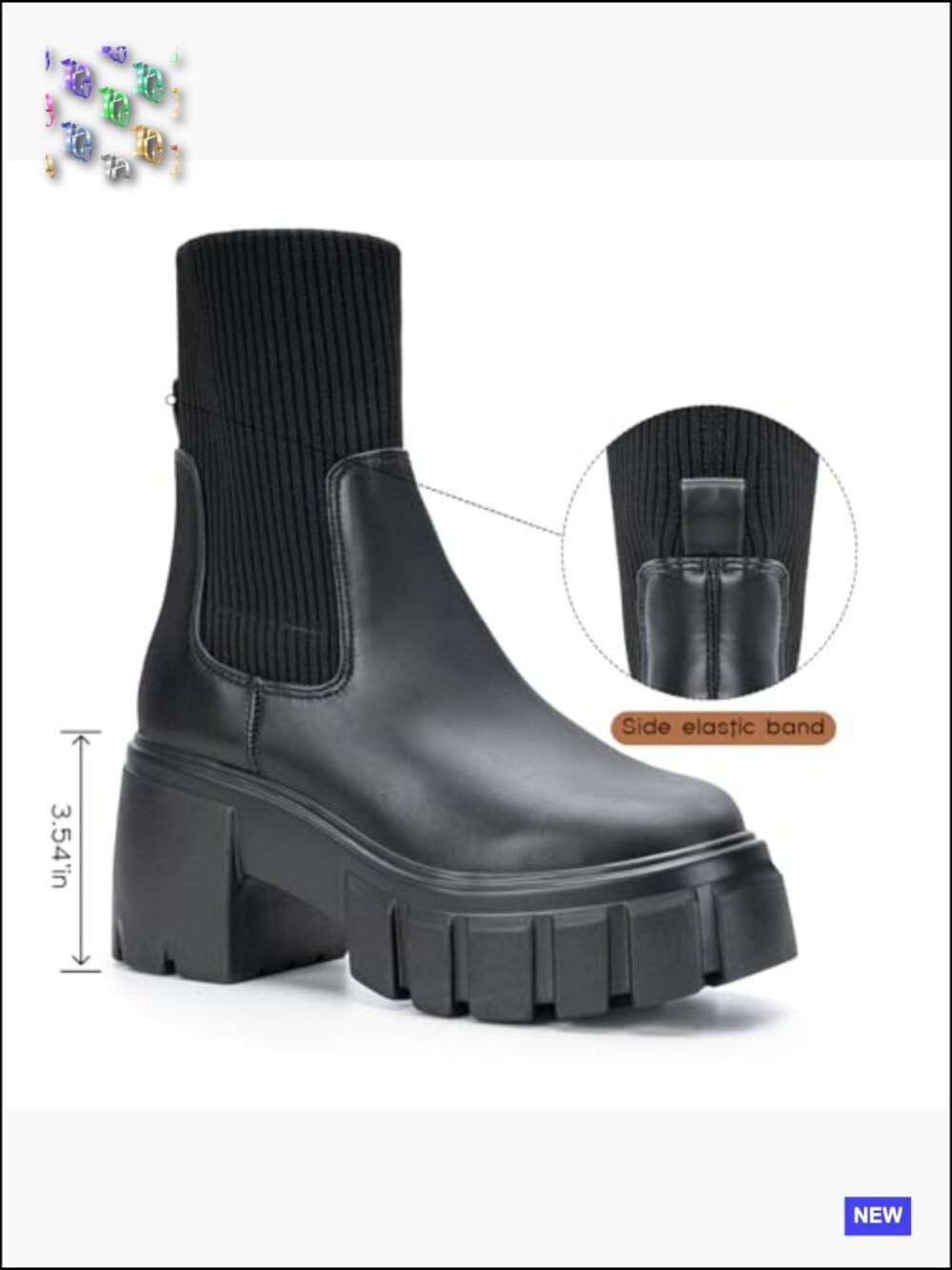 Chelsea Ankle Boots Chunky Heel Lug Sole Comfy Slip On Fall Winter Booties - Picture 2 of 7